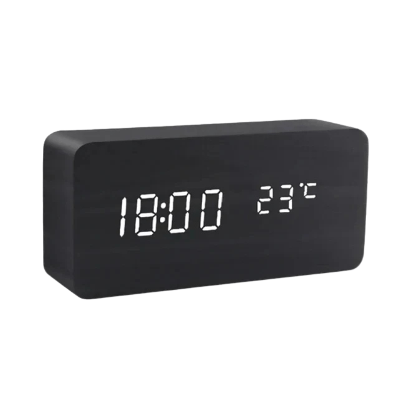 Woodsense Digital Alarm Clock - Voice Control, Adjustable Brightness, Wooden Design 8