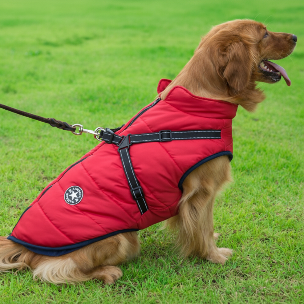 WoofGuard Waterproof Dog Jacket - Warm Fleece Lining & Integrated Harness 0