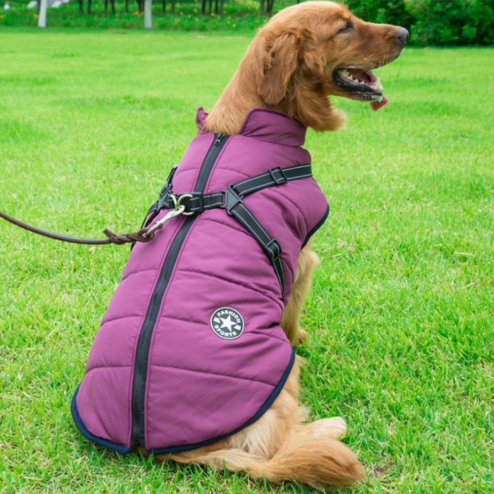 WoofGuard Waterproof Dog Jacket - Warm Fleece Lining & Integrated Harness 10