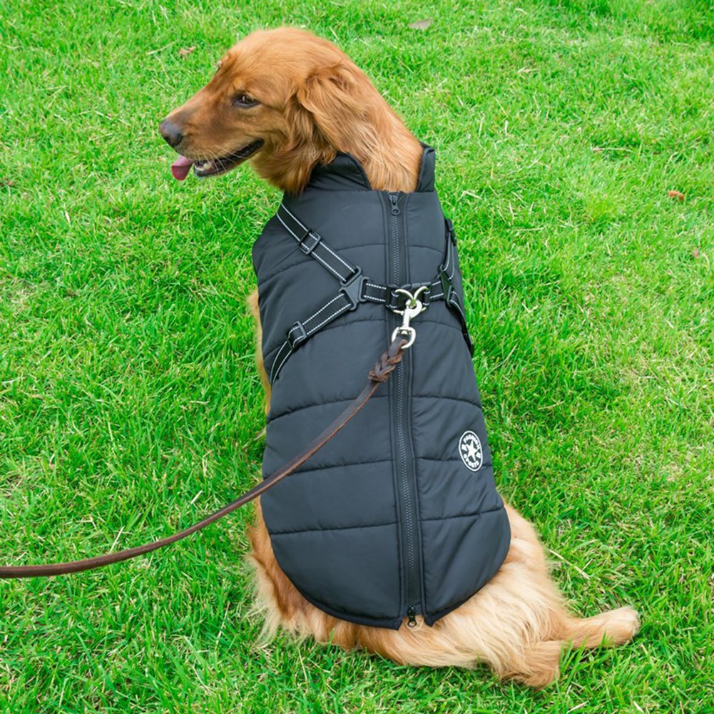 WoofGuard Waterproof Dog Jacket - Warm Fleece Lining & Integrated Harness 4