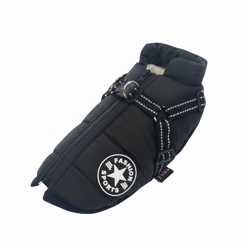 WoofGuard Waterproof Dog Jacket - Warm Fleece Lining & Integrated Harness 7