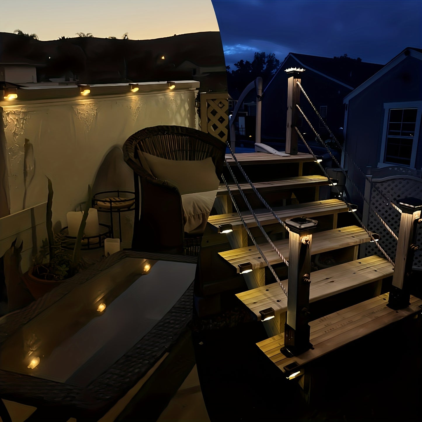GLIMVISTA - 8pcs Solar Fence & Path Lights Waterproof Garden LEDs