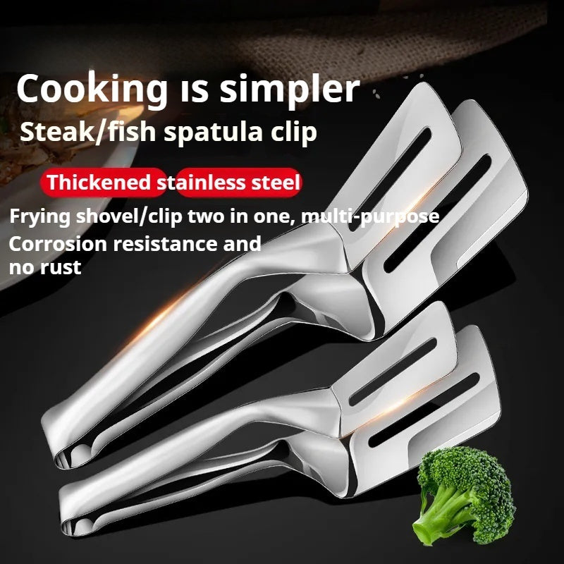 STEAKCLIP – Multi-Function Stainless Steel Tongs with Spatula Control