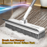SCRUBFORCE - Rotating Floor Brush with Long Handle & Scraper Edge
