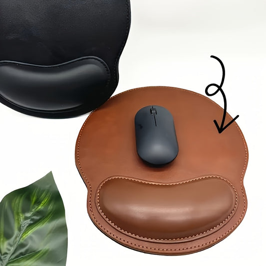 COMFYCLICK - Antypoślizgowa ergonomiczna podkładka pod mysz z ekoskóry, brązowa