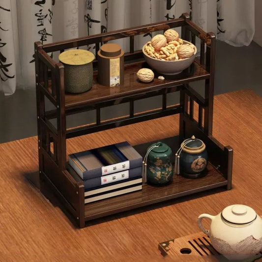 WOODHAVEN - Modern Multi-Tier Wooden Tea Table Organizer Freestanding Rack