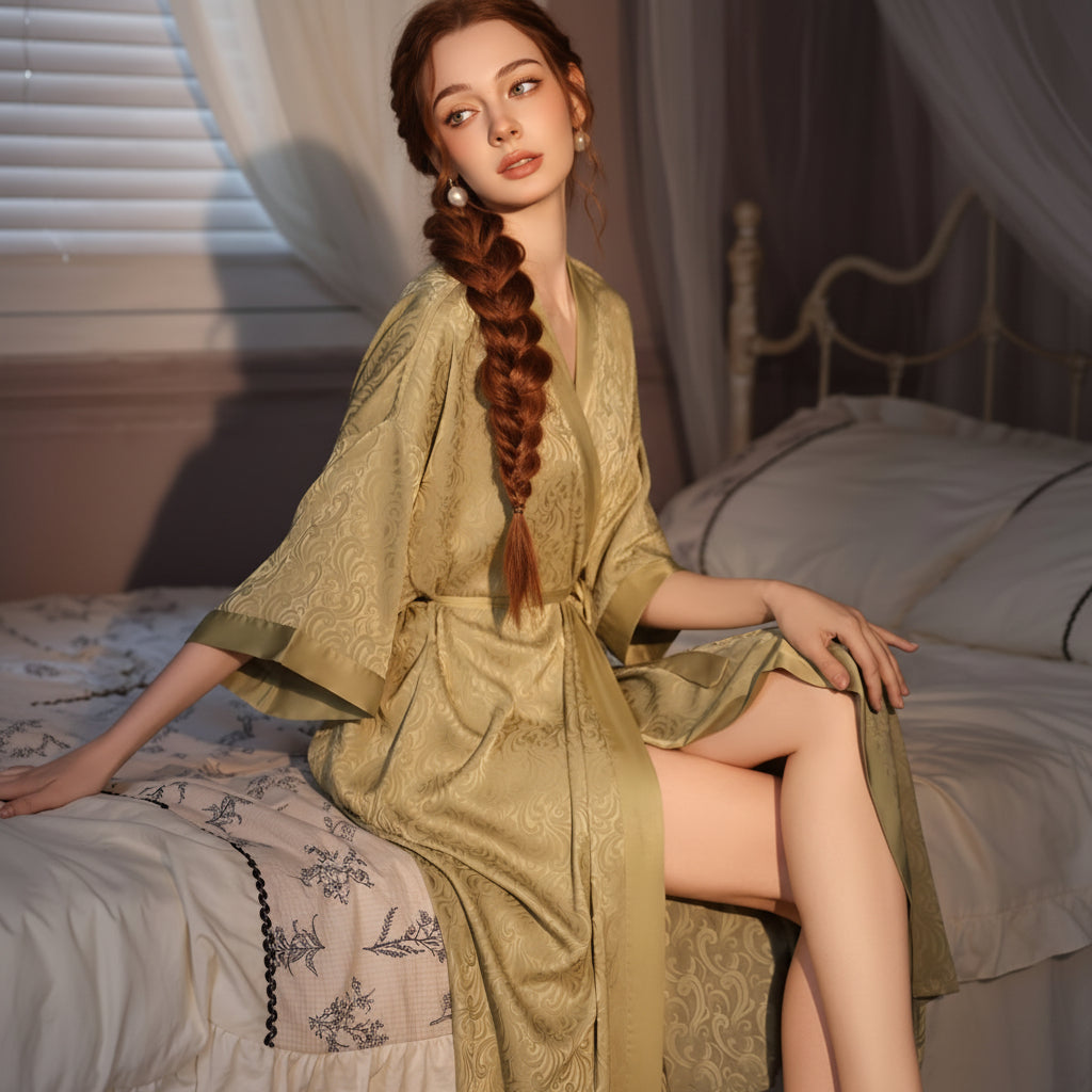 MOONLIT DREAM - Elegant Satin Nightwear for Women Long Outer Robe