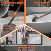 HYGIENIX - Detachable Bathroom Brush with Dual Bristles, Ideal for Floor & Tile Cleaning