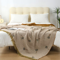 TROPICREST – Breathable Cotton Palm Throw Blanket for Relaxing Summer Comfort