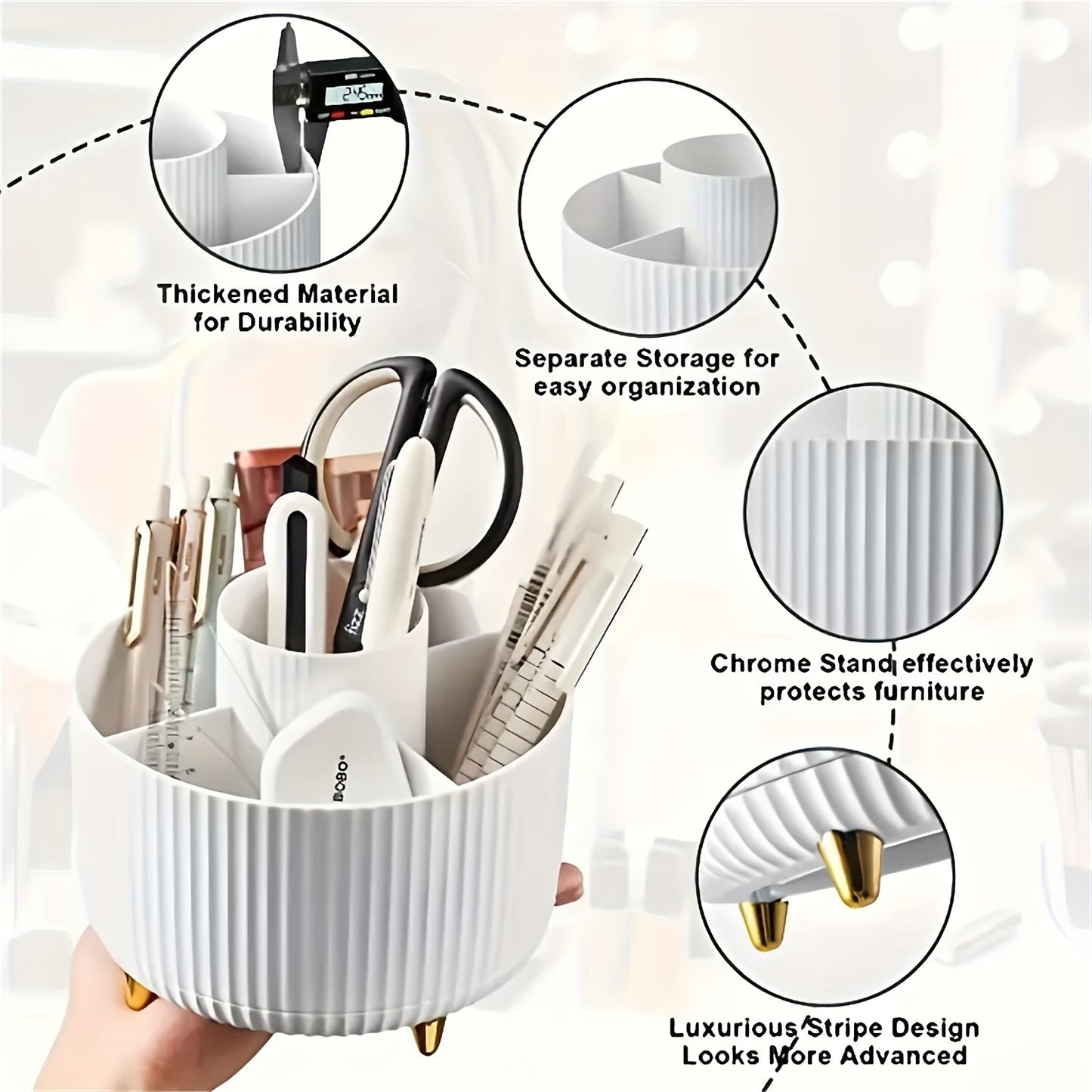 ELEGANZA - Plastic 360° Rotating Makeup Storage with 5 Sections