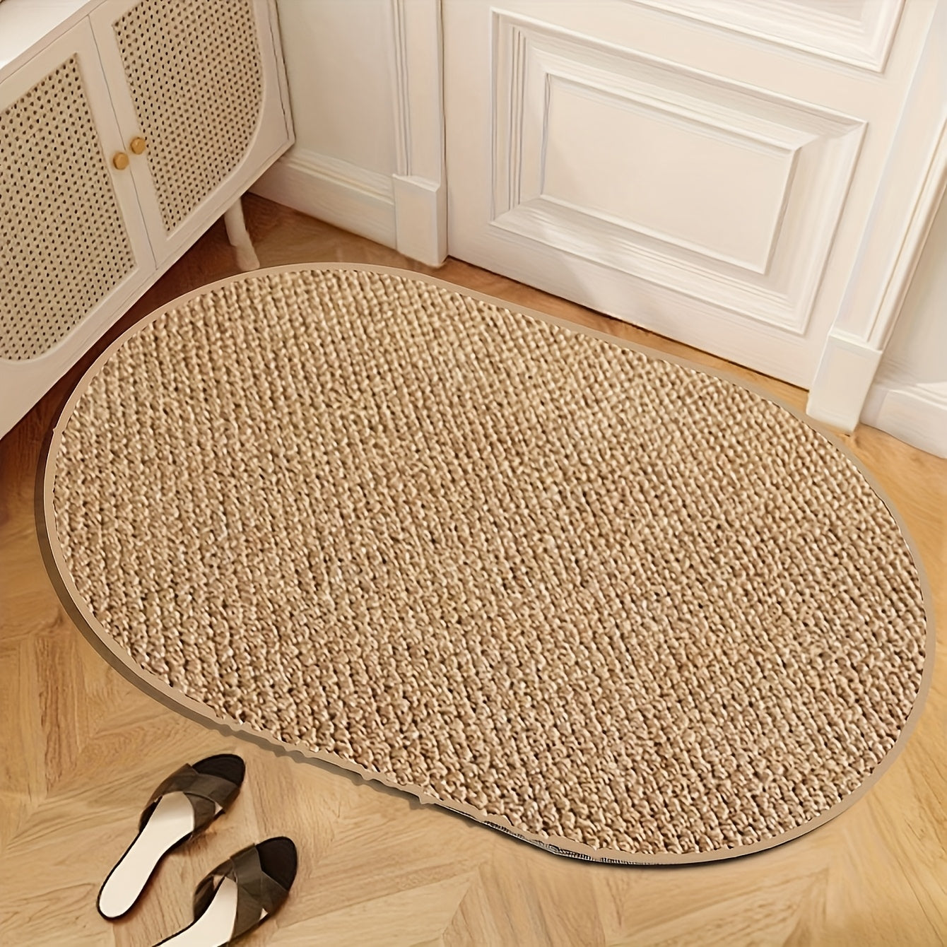 SCANDIROOTS - Oval Brown Nordic Entryway Rug Multi-Use Kitchen & Bathroom Door Mat