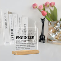 CLEARVIBE - Minimalist Flat Acrylic Nameplate with Wooden Stand for Desk & Shelf Styling