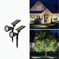 SOLARGLOW - Outdoor Solar Landscape Lights 2-Pack LED Spotlights with 3-Level Dimming & IP44 Waterproof