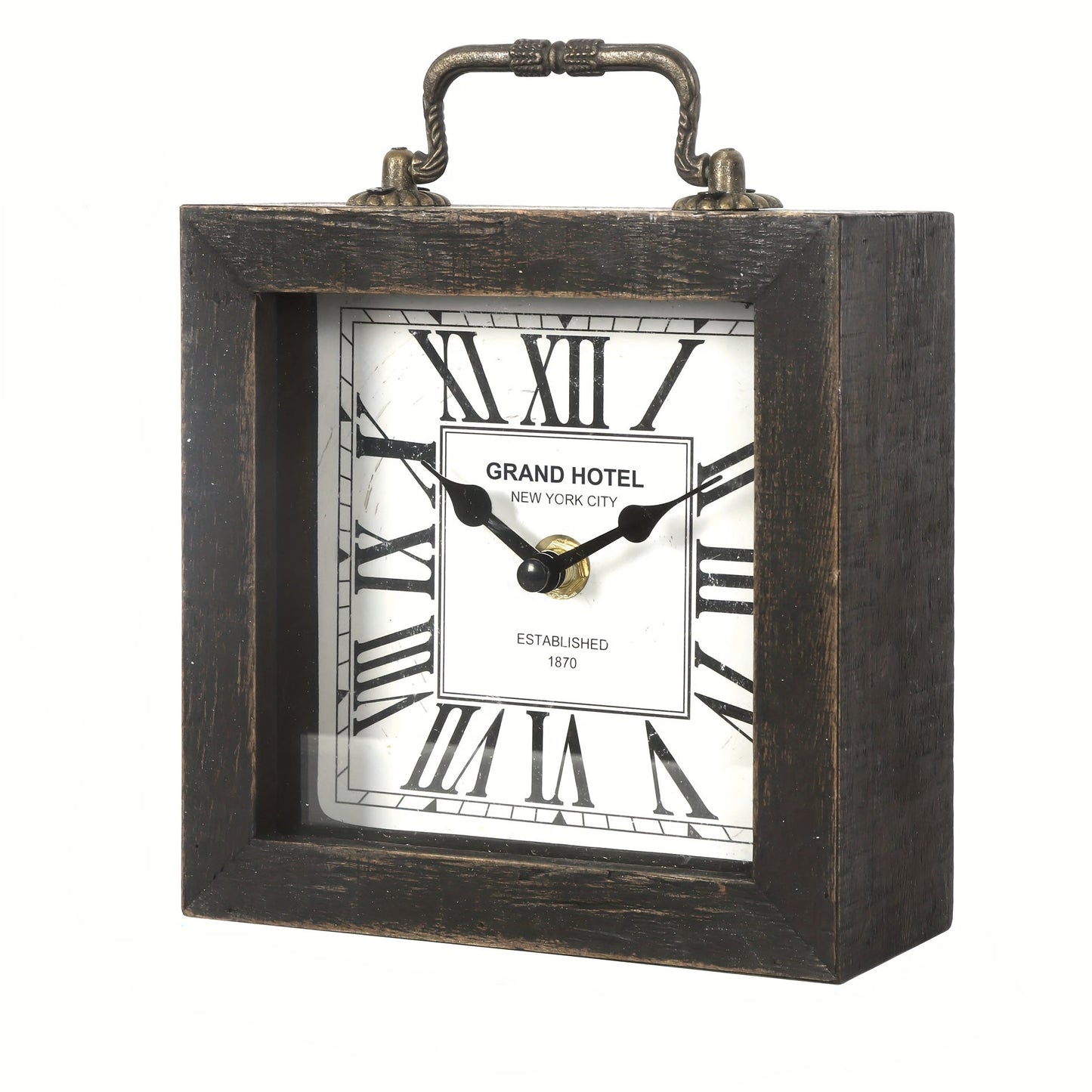 CABINCO - Rustic Wooden Shelf Clock with Glass Cover for Home Decor