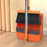 CLEANSWEEP PRO – Rotatable Long Handle Broom & Dustpan Set with Built-In Comb Teeth