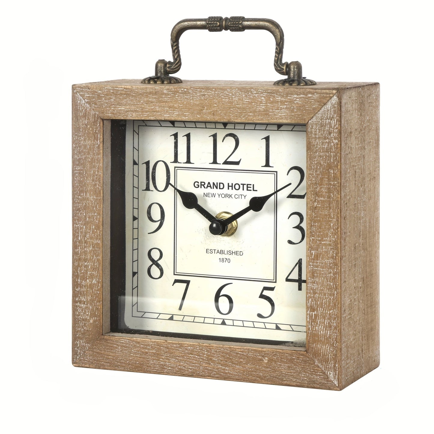 CABINCO - Rustic Wooden Shelf Clock with Glass Cover for Home Decor