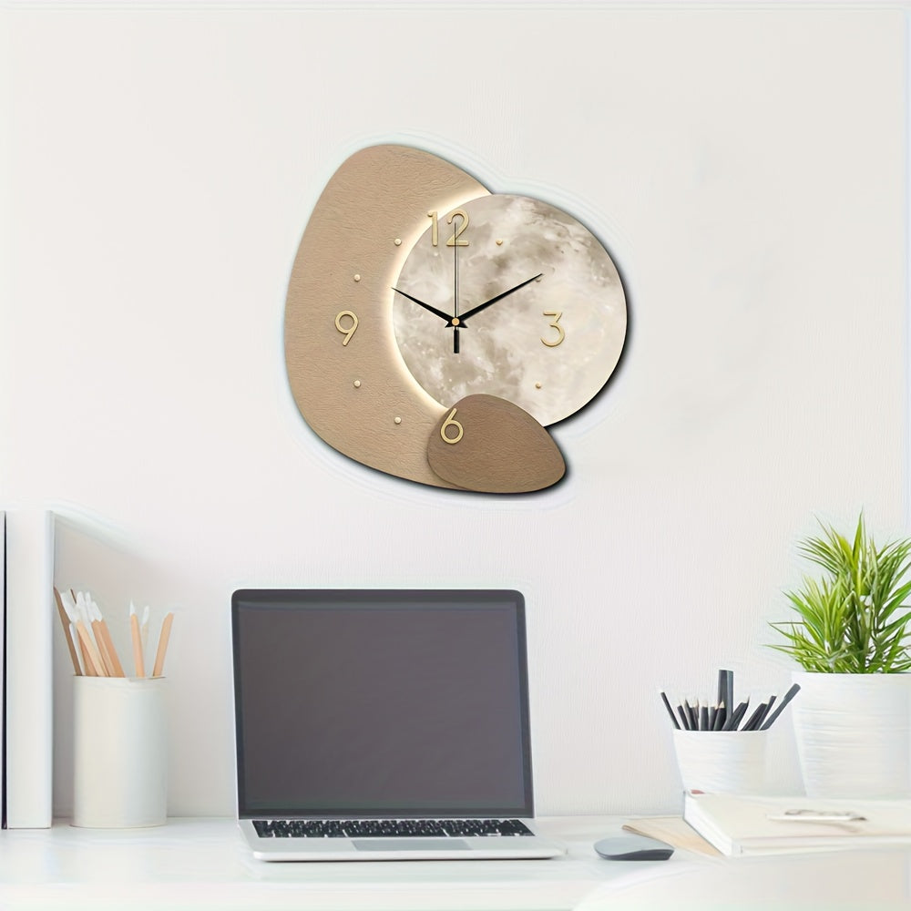 ECLIPSEWOOD - Designer Wooden Wall Clock with Golden Highlights