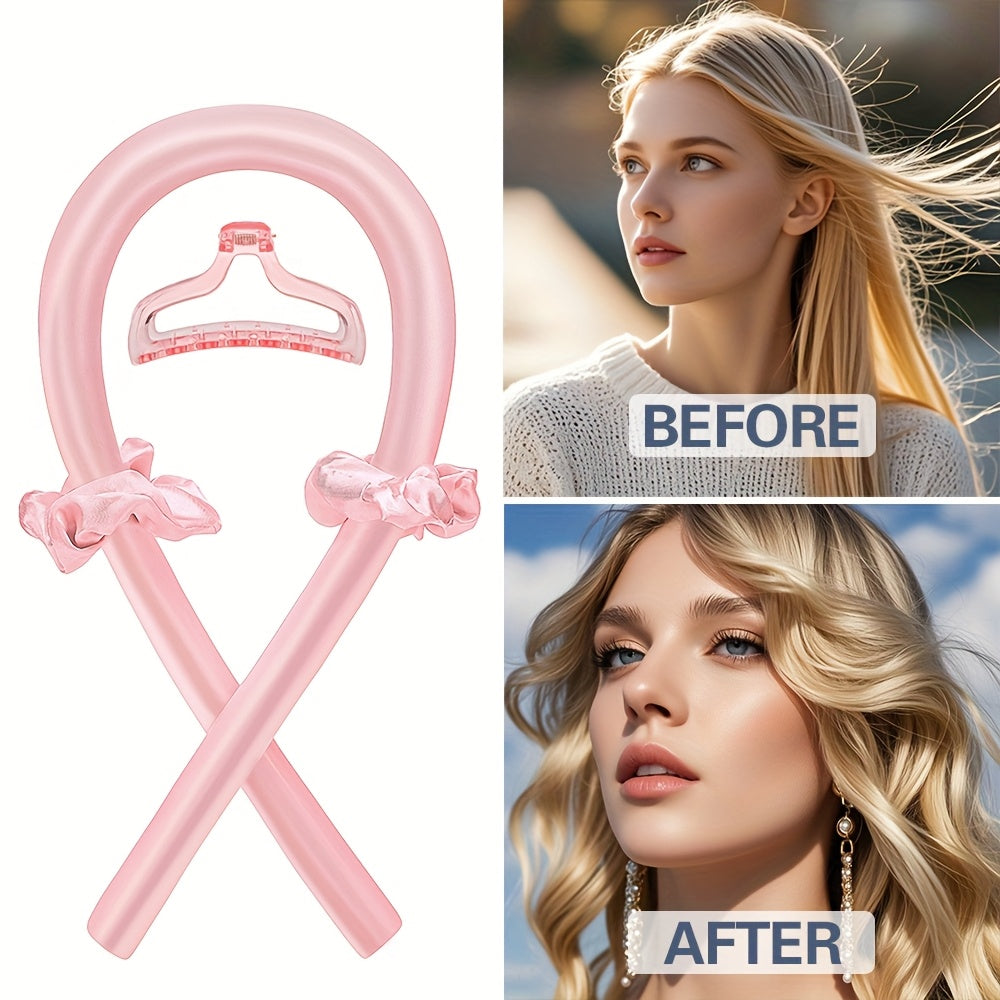 SILKVERA - Bow Detail Fabric Hair Curler - Minimalist Heatless Curling Ribbon in Solid Color, Single Piece Festive Hair Styling Accessory