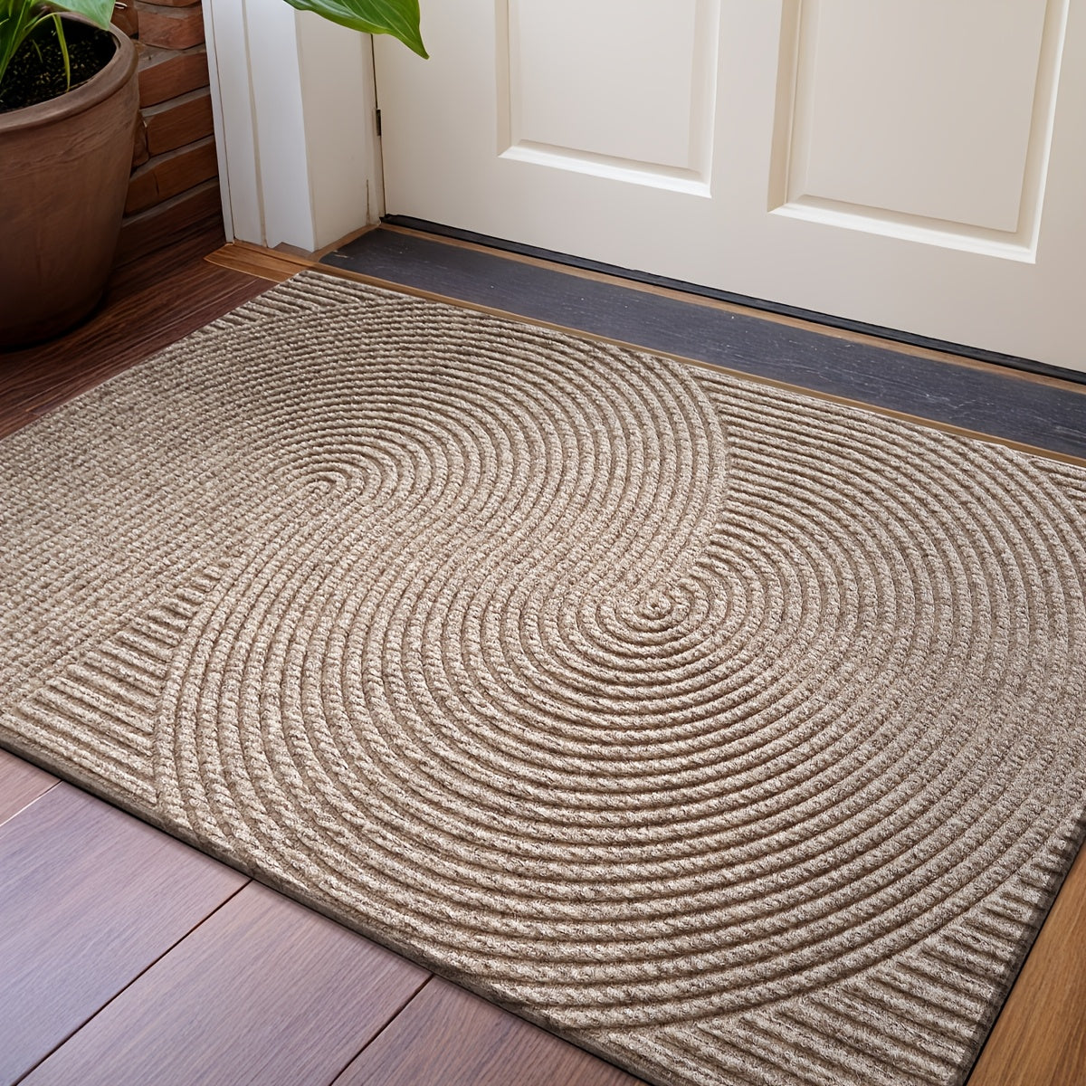 HOMEHORIZON - Geometric Striped Doormat Non-Slip Entrance Rug