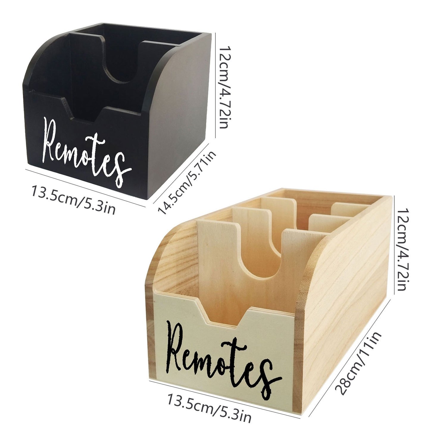HOMELYWOOD - 4-Compartment Wooden Remote Organizer Box | No Electricity Needed