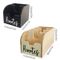 HOMELYWOOD - 4-Compartment Wooden Remote Organizer Box | No Electricity Needed