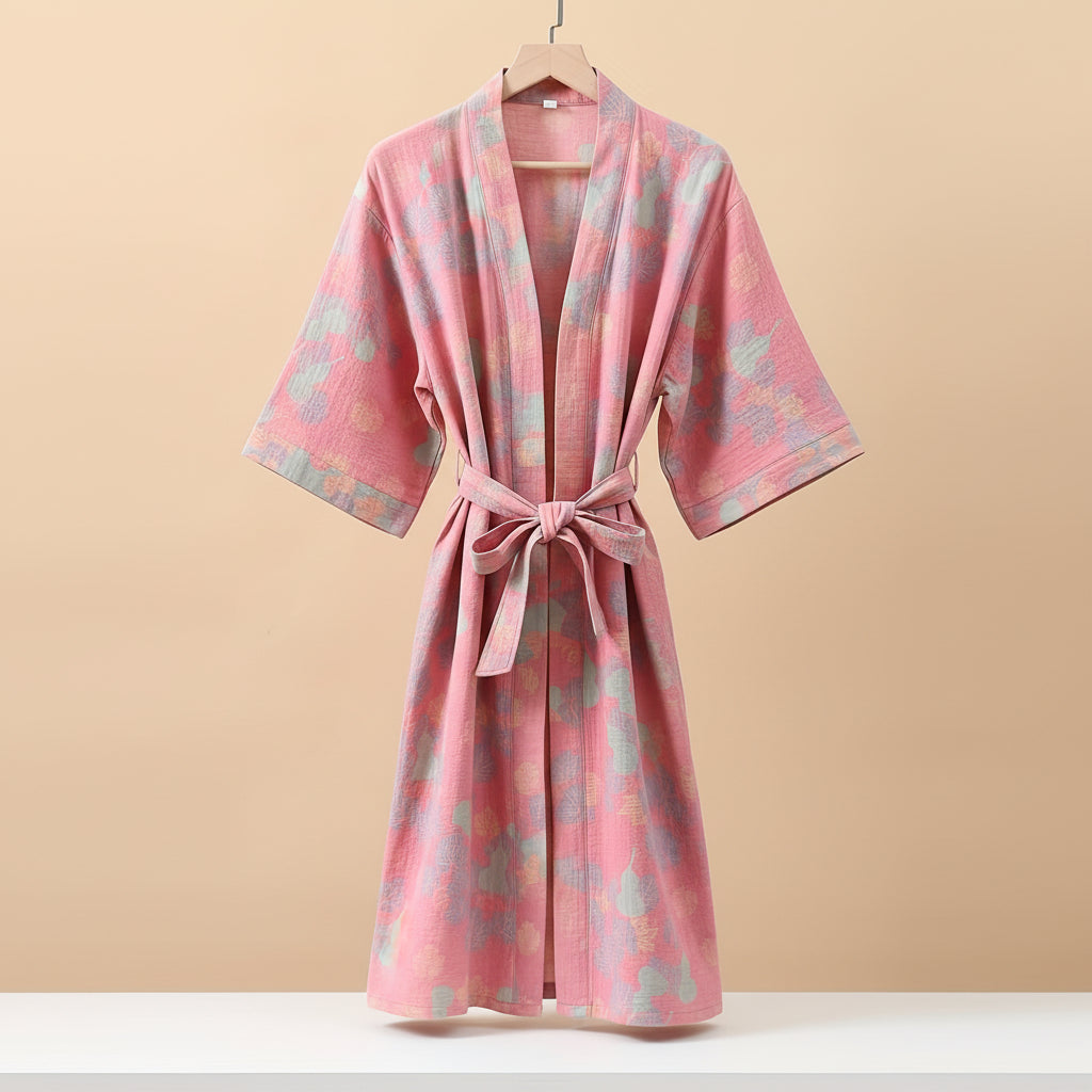 LUXELOOM - Premium 100% Cotton Double-Layer Gauze Pajama Set Unisex Mid-Length for All Seasons