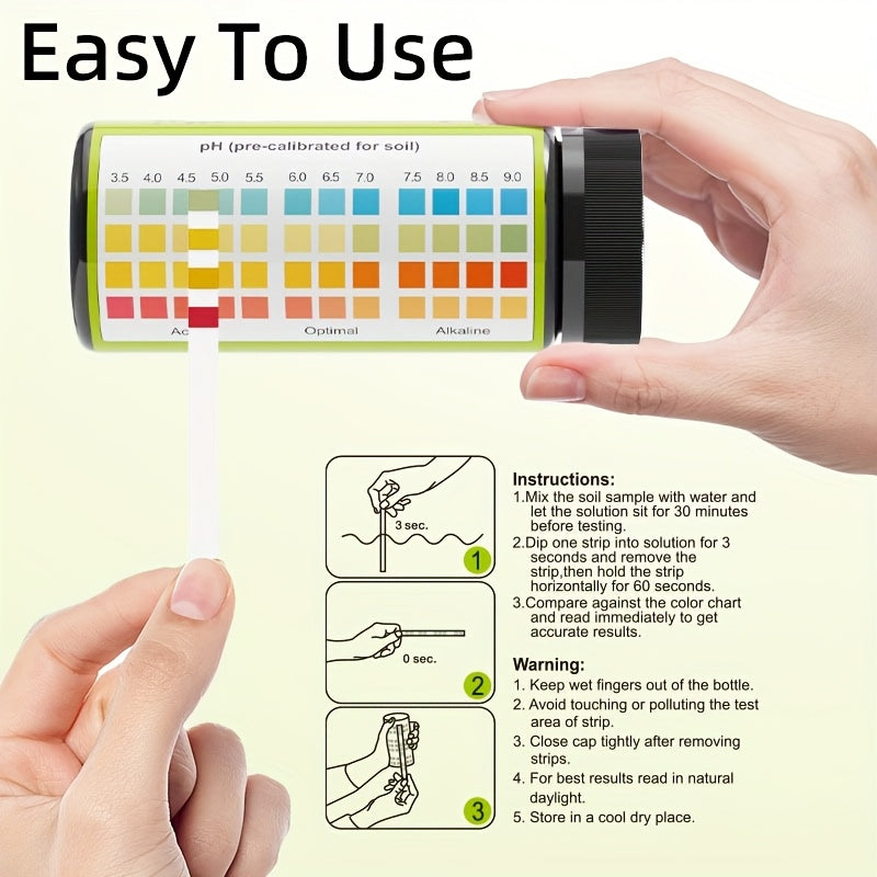 SOILCHECK – 100 Soil pH Test Strips for Accurate Garden & Lawn Care