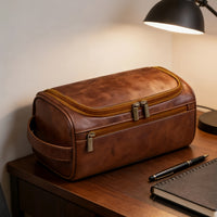 URBANCRAFT - Vintage Leather Men’s Business Bag & Travel Cosmetics Organizer