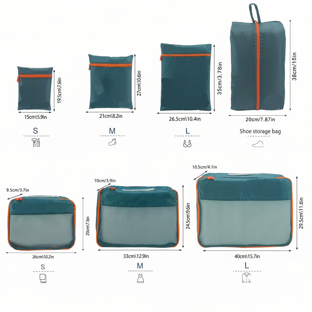 JOURNEASY - Portable 7pcs Suitcase Organizing Bag Set for Travel