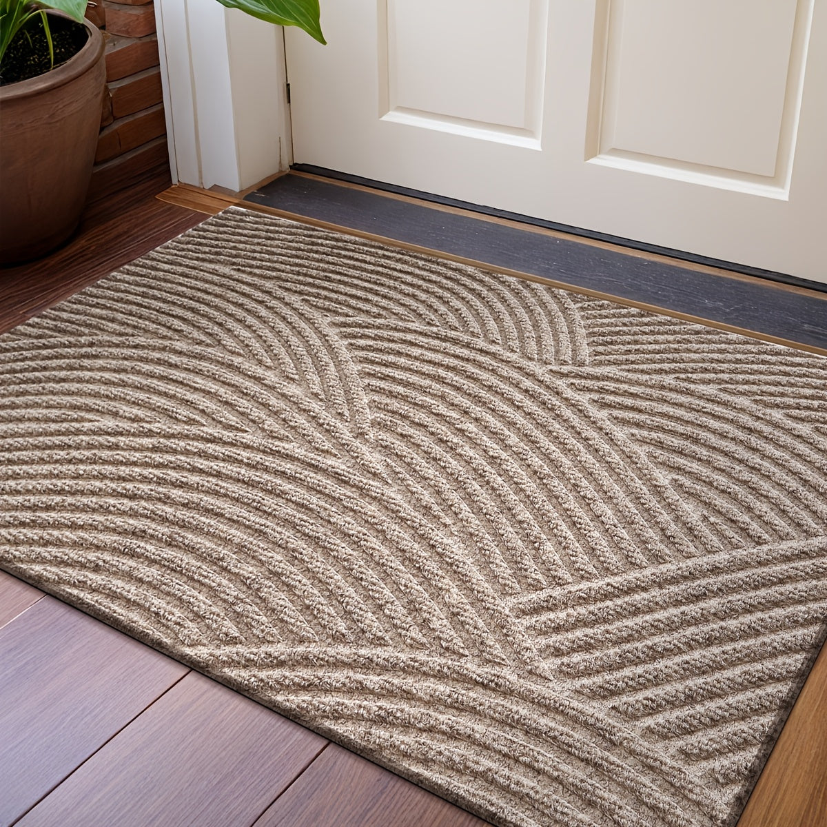 HOMEHORIZON - Geometric Striped Doormat Non-Slip Entrance Rug