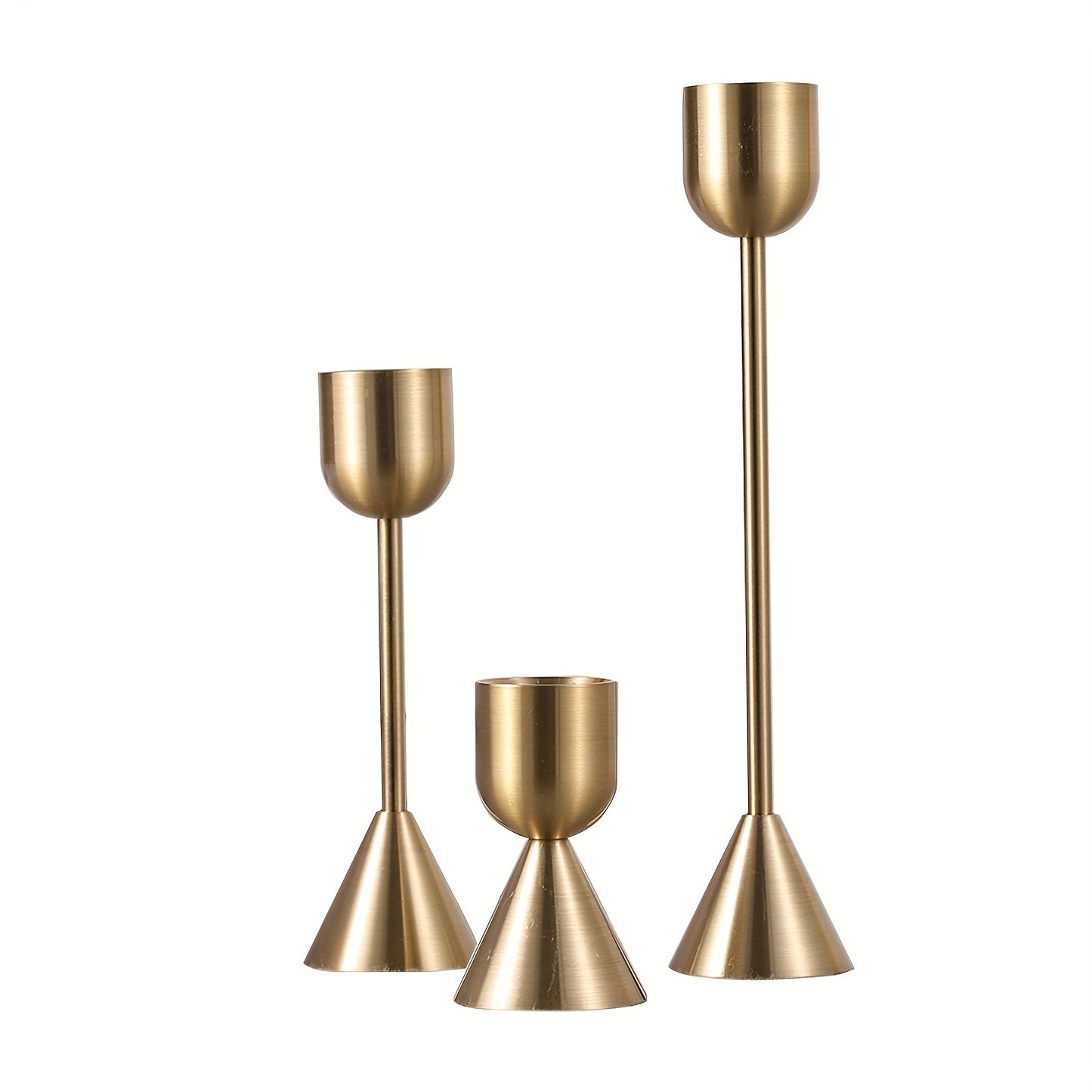 ELEGANTH - 3-Pack Copper Color U-Shaped Candlestick Holders