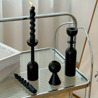 TRIO NOIRWOOD – Elegant Black Wooden Candle Holders