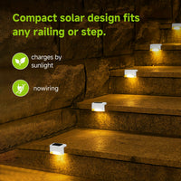 GLIMVISTA - 8pcs Solar Fence & Path Lights Waterproof Garden LEDs