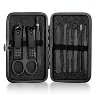 GROOMIX - 15pcs Classic Black Nail Care Set for Hands, Feet & Face Stainless Steel Tools