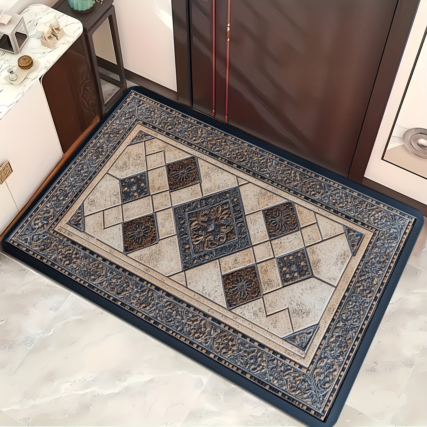 STYLEHAVEN - Machine Washable Geometric Border Entryway Mat