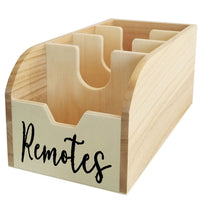 HOMELYWOOD - 4-Compartment Wooden Remote Organizer Box | No Electricity Needed