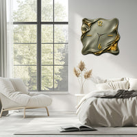 WAVEBLOCK – Solid Wood Square Wall Clock with Gold Accent