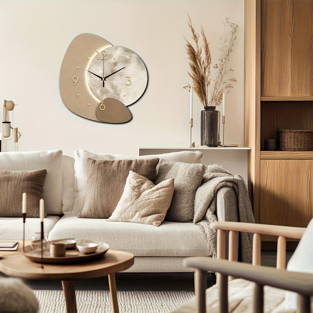 ECLIPSEWOOD - Designer Wooden Wall Clock with Golden Highlights