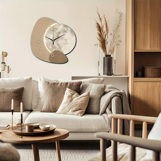 ECLIPSEWOOD - Designer Wooden Wall Clock with Golden Highlights