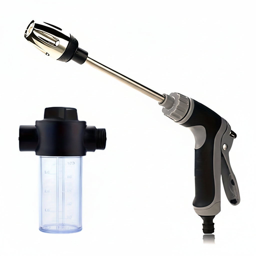 AQUABLAST - High-Pressure Garden Water Gun with Foam Cannon and Long Handle Sprayer