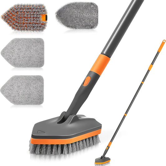 HYGIENIX - Detachable Bathroom Brush with Dual Bristles, Ideal for Floor & Tile Cleaning