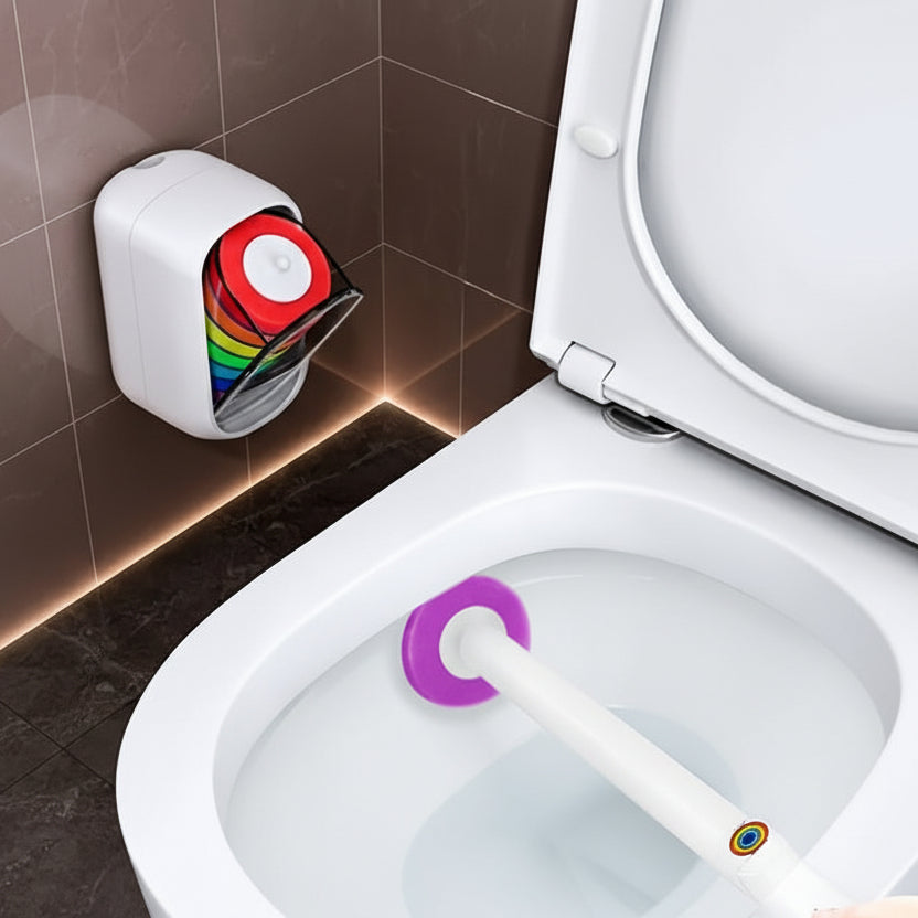 CLEANHUB - Space-Saving Toilet Brush with Durable Plastic Base