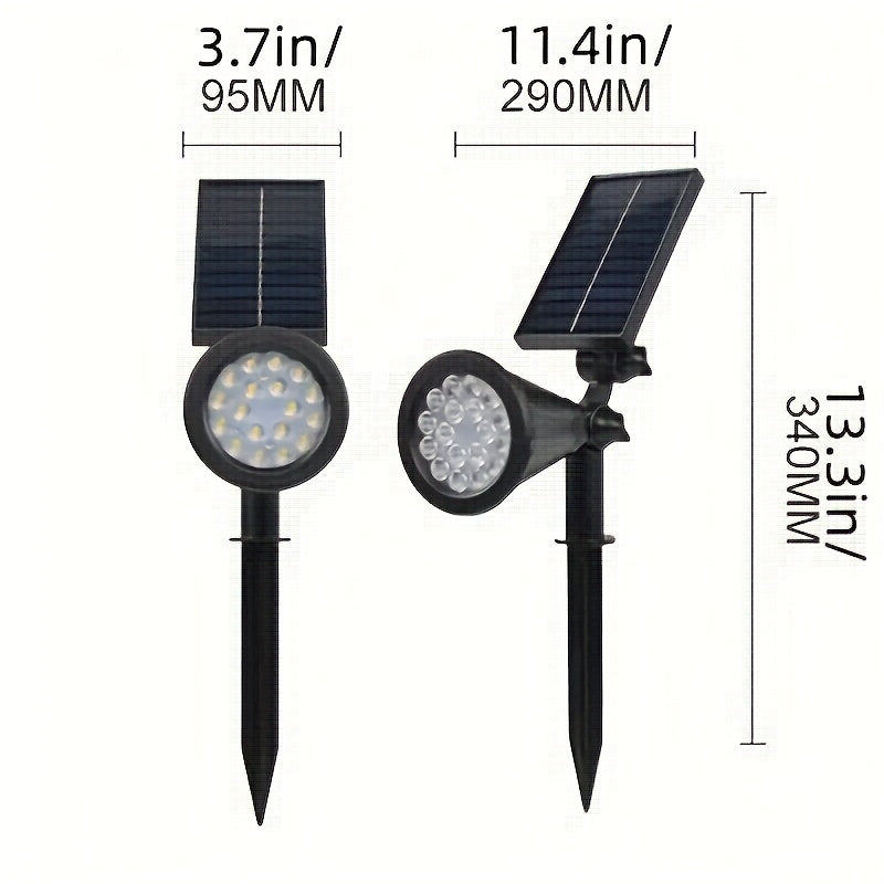 SOLARGLOW - Outdoor Solar Landscape Lights 2-Pack LED Spotlights with 3-Level Dimming & IP44 Waterproof