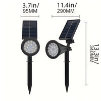 SOLARGLOW - Outdoor Solar Landscape Lights 2-Pack LED Spotlights with 3-Level Dimming & IP44 Waterproof