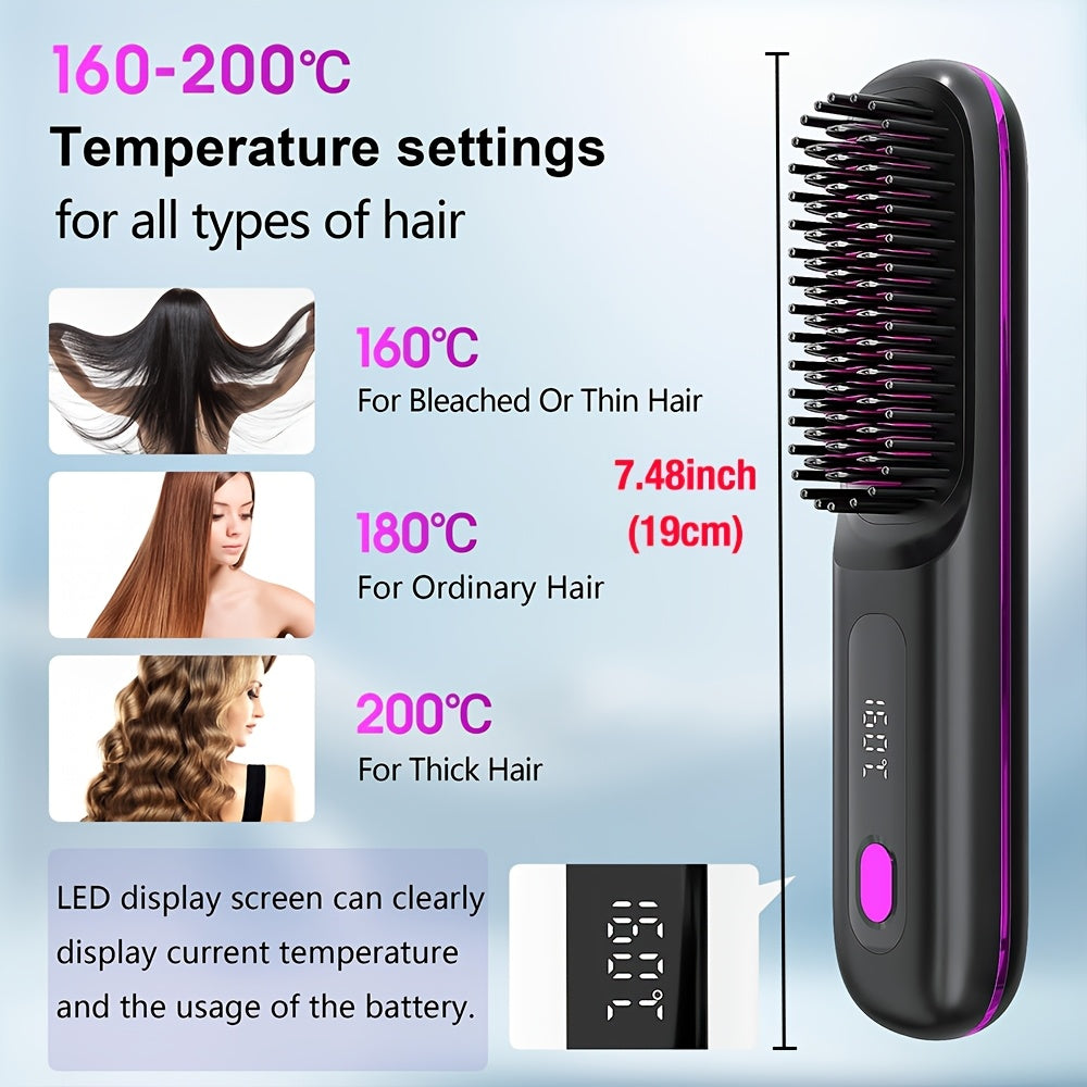 AURISTYLE - Compact Cordless Hot Comb Brush with Type-C Fast Charging
