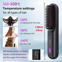 AURISTYLE - Compact Cordless Hot Comb Brush with Type-C Fast Charging