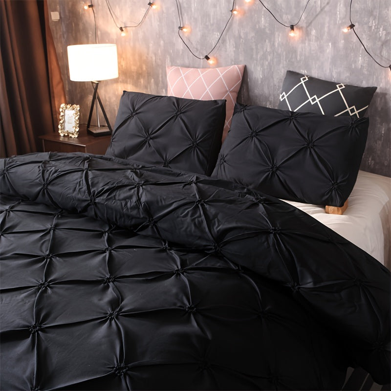 SOFTPLEA – 3pcs Pleated Comfort Duvet Cover Set