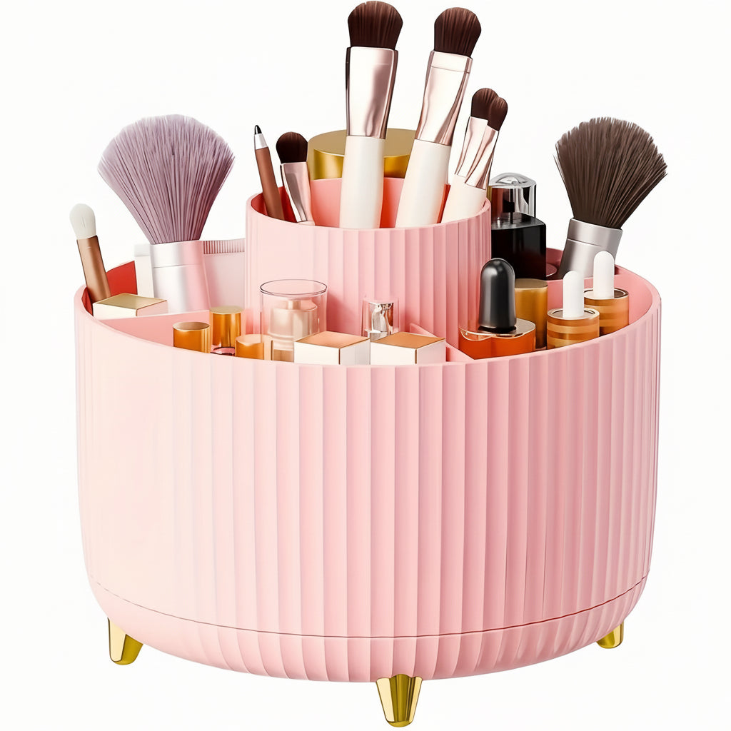 ELEGANZA - Plastic 360° Rotating Makeup Storage with 5 Sections