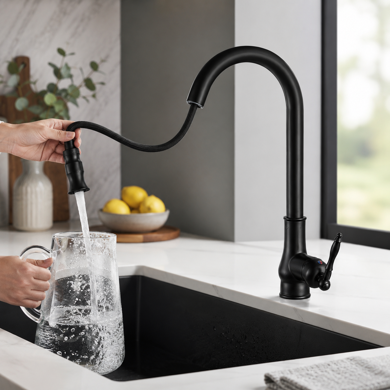 BRONZEFLOW – Antique Bronze Pull-Out Kitchen Faucet with Touch Control