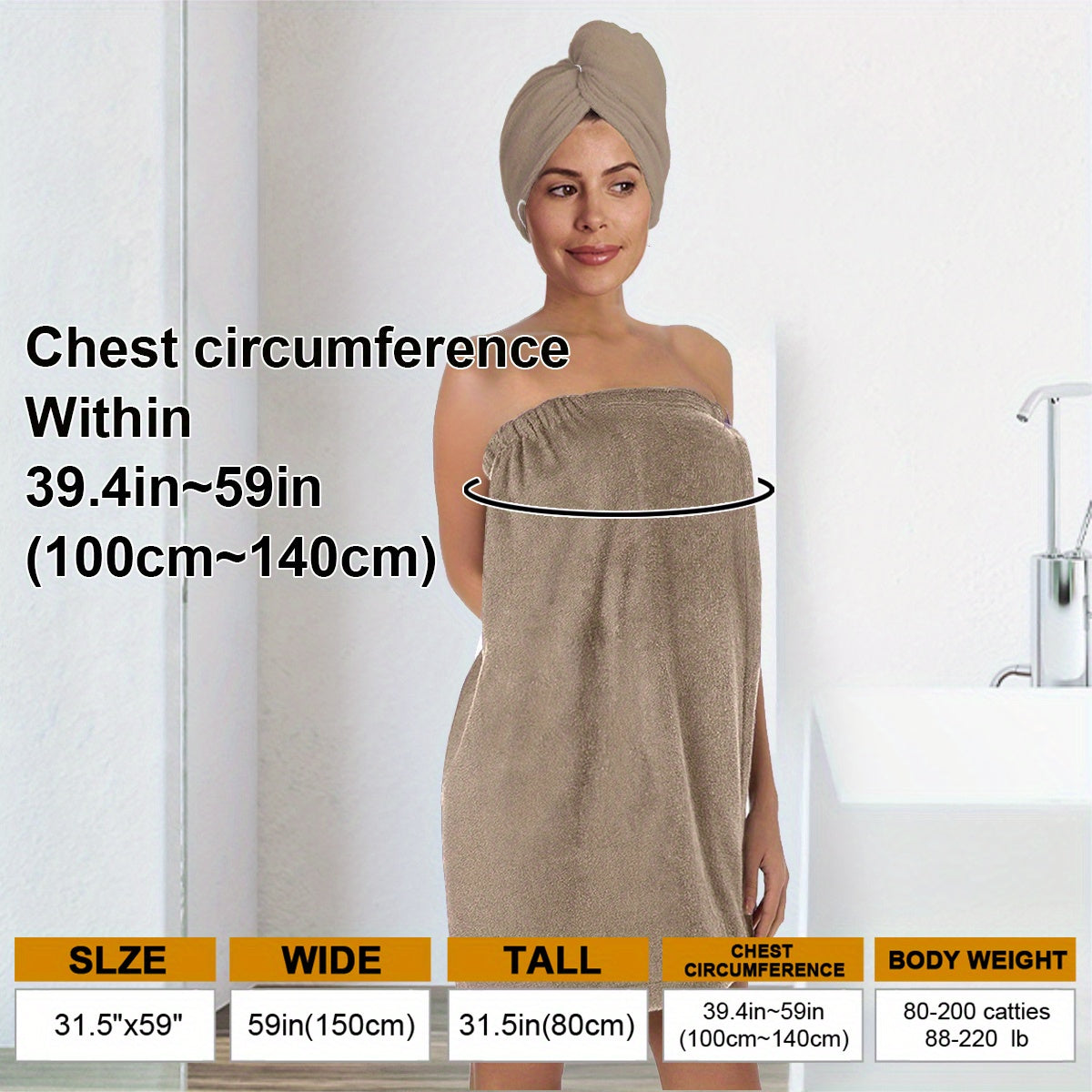AQUARELLE - Minimalist Solid Bathrobe and Towel Set Lightweight Quick-Dry Easy Bath Wrap Essentials